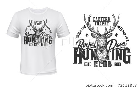 Tshirt print with sketch deer, reindeer mascot 72512818