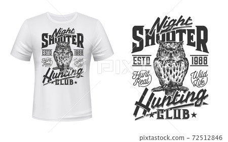 Owl, hunting club t-shirt print mockup, wild hunt 72512846