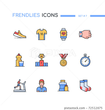 Running - modern line design style icons set - Stock Illustration ...