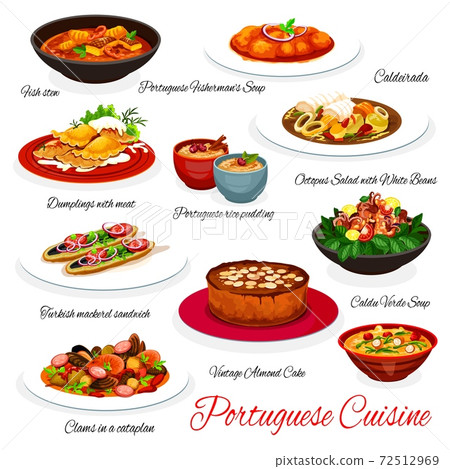Portuguese seafood and fish dishes with desserts 72512969