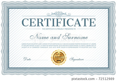 Certificate or diploma template with frame border 72512989