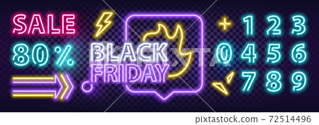 Black Friday Sale Neon Colorful Banner. Modern Text Neon Signs. Trendy Design Discount Sale Concept Template. Elements for Night Bright Advertising. Vector Illustration. EPS 10 Black Friday Sale Neon Colorful Banner. Modern Text Neon Signs. Trendy Design Discount Sale Concept Template. Elements for Night Bright Advertising. Vector Illustration. EPS 10 72514496