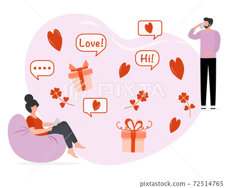 Relationship Romantic Love People Phone Vector Relationship Romantic Love People Phone Vector 72514765