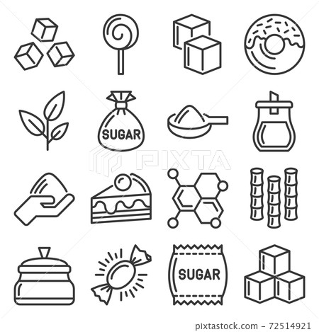 Sugar Icons Set on White Background. Vector Sugar Icons Set on White Background. Vector 72514921