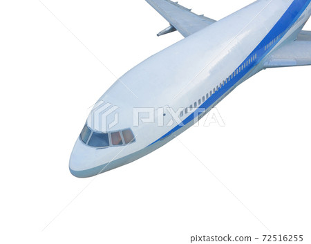 Aerial view of a real plane, aircraft, or airplane isolated on white background in travel trip and transportation concept background. Flying vehicle. 72516255