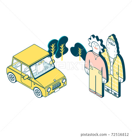 Car and senior couple Car and senior couple 72516812
