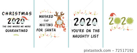 Covid Christmas 2020 cards set Merry... - Stock Illustration [72517192 ...