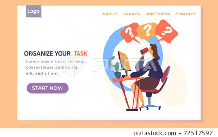 Organize your task landing page template, businesswoman sitting at a table with laptop and planning Organize your task landing page template, businesswoman sitting at a table with laptop and planning 72517597