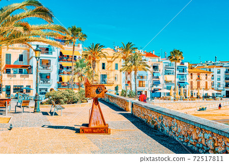 View of the embankment and the promenade in small resort town-Si View of the embankment and the promenade in small resort town-Si 72517811