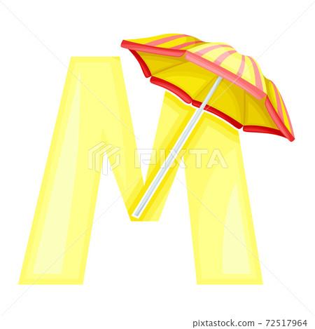 Bright Alphabet Letter M with Sun Umbrella Vector Illustration Bright Alphabet Letter M with Sun Umbrella Vector Illustration 72517964