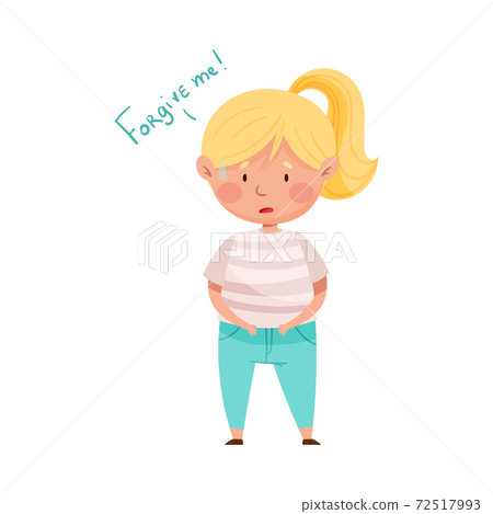 Embarrassed Girl Feeling Sorry and Expressing Regret Vector Illustration Embarrassed Girl Feeling Sorry and Expressing Regret Vector Illustration 72517993