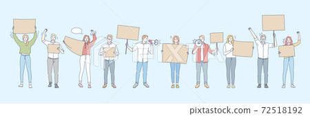 Banner, actitivist, meeting, manifestation, protest set concept 72518192