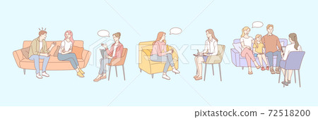 Family therapy, psychology, meeting session set concept 72518200