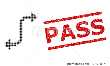 Scratched Pass Seal and Halftone Dotted Opposite Bend Arrow 72518346