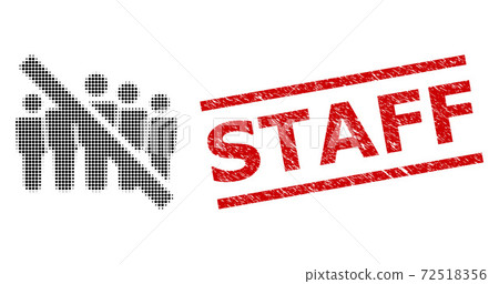 Distress Staff Seal Stamp and Halftone Dotted No People Crowd 72518356