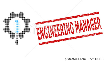 Distress Engineering Manager Seal Stamp and Halftone Dotted Engineering Distress Engineering Manager Seal Stamp and Halftone Dotted Engineering 72518413