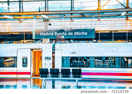 Modern hi-speed passenger train of Spanish railways company-Renf Modern hi-speed passenger train of Spanish railways company-Renf 72518756