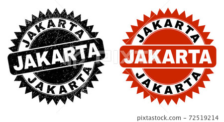 JAKARTA Black Rosette Seal with Distress Surface - Stock Illustration ...