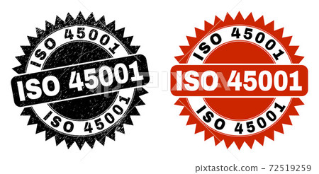 ISO 45001 Black Rosette Watermark with Unclean... - Stock Illustration ...