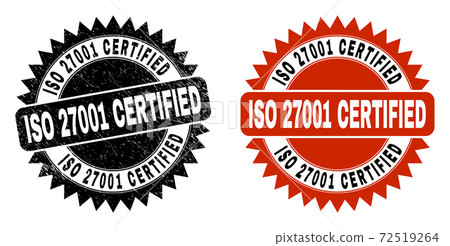 ISO 27001 CERTIFIED Black Rosette Stamp Seal with Corroded Style 72519264
