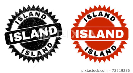 ISLAND Black Rosette Seal with Corroded Style - Stock Illustration ...