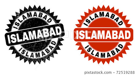 ISLAMABAD Black Rosette Stamp with Grunged Surface ISLAMABAD Black Rosette Stamp with Grunged Surface 72519288