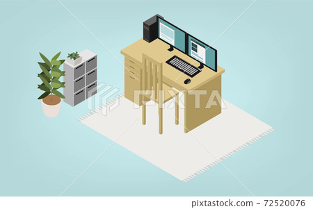 Isometric, teleworker's room, unmanned version 72520076