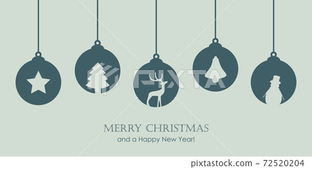 christmas card with star tree balls decoration - Stock Illustration ...