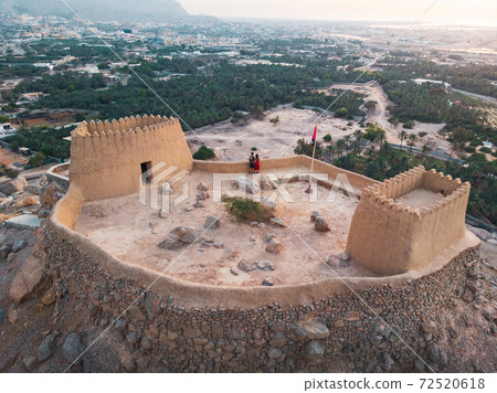 Dhayah Fort in Ras al Khaimah emirate of the United Arab Emirates aerial view 72520618