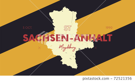 8 of 16 states of Germany with a name, capital and detailed vector Sachsen-Anhalt map for printing posters, postcards and t-shirts 72521356