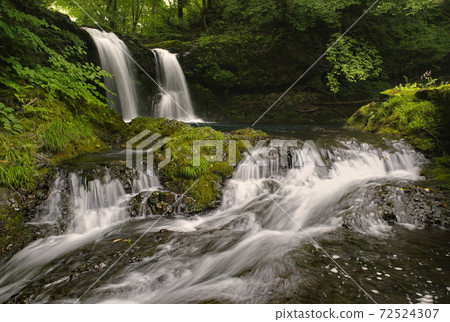 Fresh green Kaneyama Falls in Yamanashi Prefecture 72524307