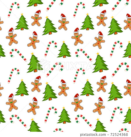 Holiday pattern with gingerbread cookies, candy... - Stock Illustration ...