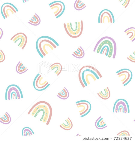 .Abstract rainbow seamless pattern. Children's pattern in muted pastel colors 72524627