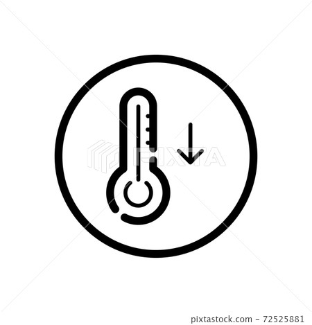 Thermometer. Fall temperature. Weather icon in a circle. Isolated vector illustration 72525881