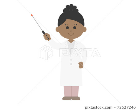 Illustration of a black female doctor explaining with a pointer Illustration of a black female doctor explaining with a pointer 72527240