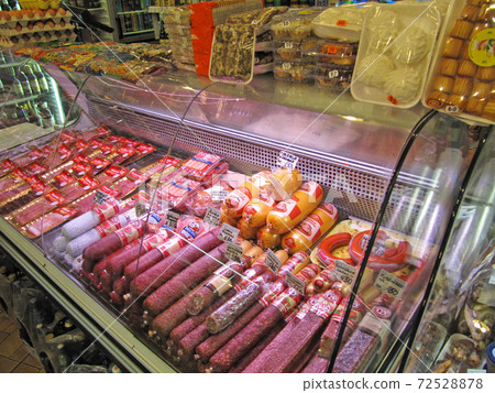 Meat on display in the showcase, Moscow, Russia Meat on display in the showcase, Moscow, Russia 72528878