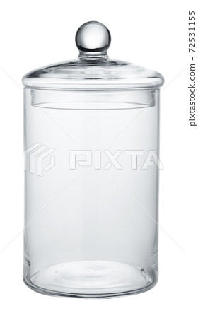 Empty glass storage container isolated on white background Empty glass storage container isolated on white background 72531155