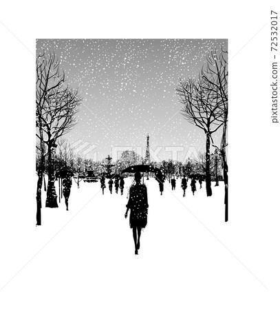 Place de la concorde under snow, Paris, France 72532017