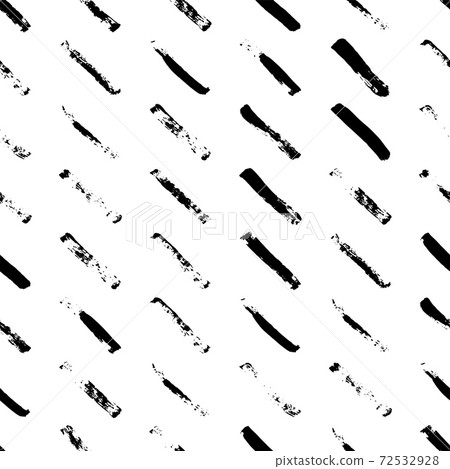 Black smears brush seamless pattern. Grunge paint ornament for textile. Vector black and white print for fabric. 72532928