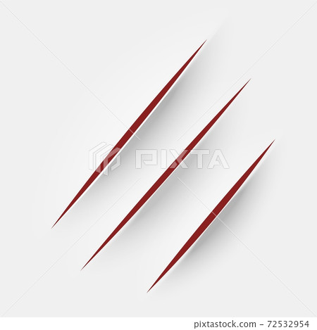 Cut paper. Realistic cut with knife on sheet Cut paper. Realistic cut with knife on sheet 72532954