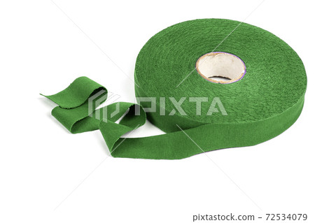 elastic knitted tape yarn for crochet on white background rolled up. elastic knitted tape yarn for crochet on white background rolled up. 72534079