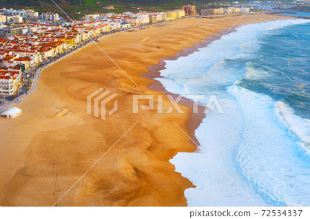 Aerial view Nazare beach Portugal 72534337
