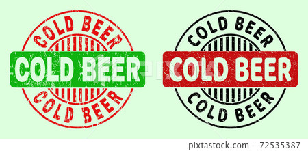 COLD BEER Round Bicolour Stamps - Corroded Surface - Stock Illustration ...