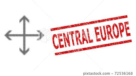 Scratched Central Europe Stamp and Halftone Dotted Expand Arrows Scratched Central Europe Stamp and Halftone Dotted Expand Arrows 72536168