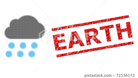 Textured Earth Stamp and Halftone Dotted Rain Cloud Textured Earth Stamp and Halftone Dotted Rain Cloud 72536172