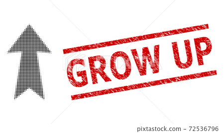 Distress Grow Up Seal and Halftone Dotted Arrow Up Distress Grow Up Seal and Halftone Dotted Arrow Up 72536796