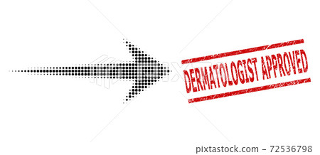 Grunge Dermatologist Approved Stamp and Halftone Dotted Arrow Right Grunge Dermatologist Approved Stamp and Halftone Dotted Arrow Right 72536798