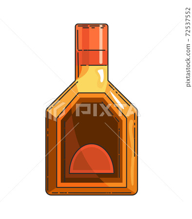 Whiskey realistic bottle vector. Product packaging brand design. Mock up with place for text. Bottle of bourbon whiskey alcohol drink. Advertising banner vector colored illustration 72537552