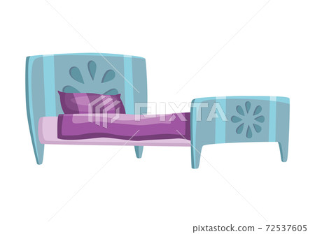 Bed cartoon. Vector illustration of color bed with pillow and cover. Icon of furniture Bed cartoon. Vector illustration of color bed with pillow and cover. Icon of furniture 72537605