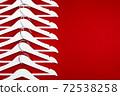 White hangers on a red background. Sales clothes concept. 72538258
